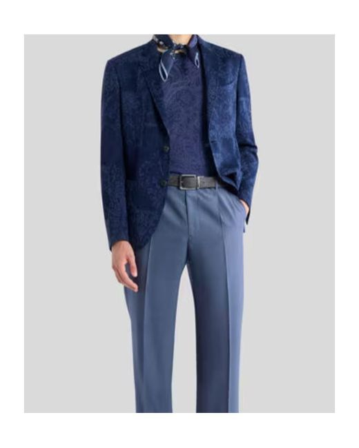 Etro Blue Single-Breasted Tailored Blazer for men