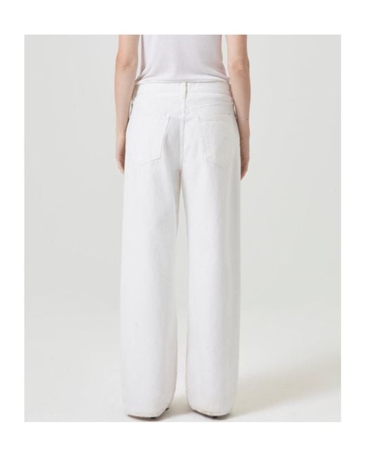 Agolde White Low Slung Baggy Wide Leg Jeans