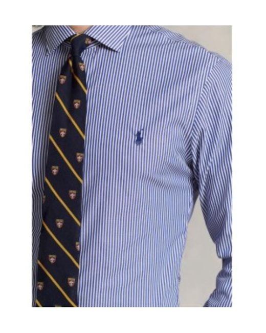 Polo Ralph Lauren Blue Slim Fit Striped Shirt for men