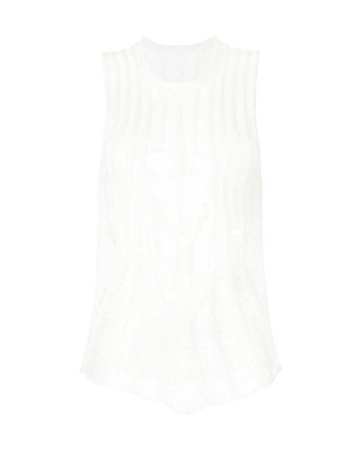 Dion Lee White Knitted Ribbed Top
