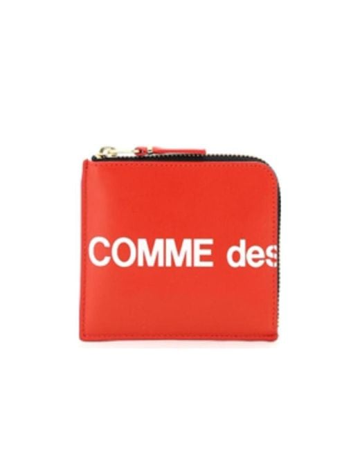 Comme des Garçons Red Logo Zipper Wallet for men