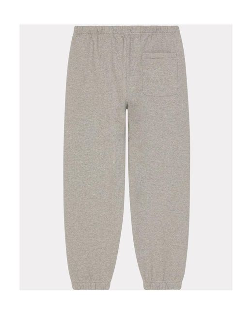 KENZO Gray Logo-Patch Trousers for men