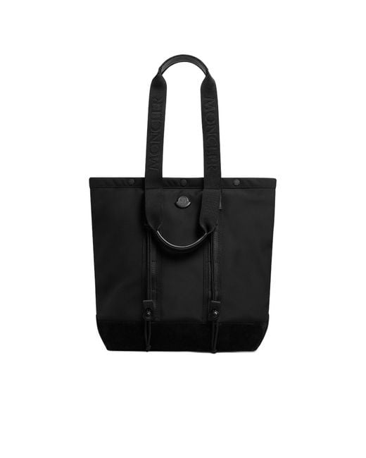 Moncler Black Logo Patch Drawstring Tote Bag for men