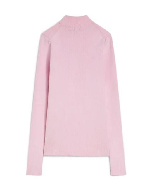 Jil Sander Pink Technical Mock-Neck Sweater