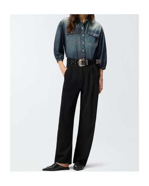 Pinko Blue Snap-Button Denim Shirt