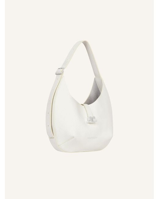 Courreges White Small Hobo Grained Leather Tote Bag