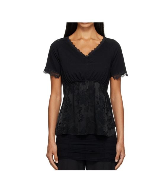 MM6 by Maison Margiela Black Laced Top