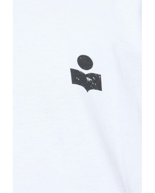 Isabel Marant White Logo Printed Crewneck T-Shirt for men