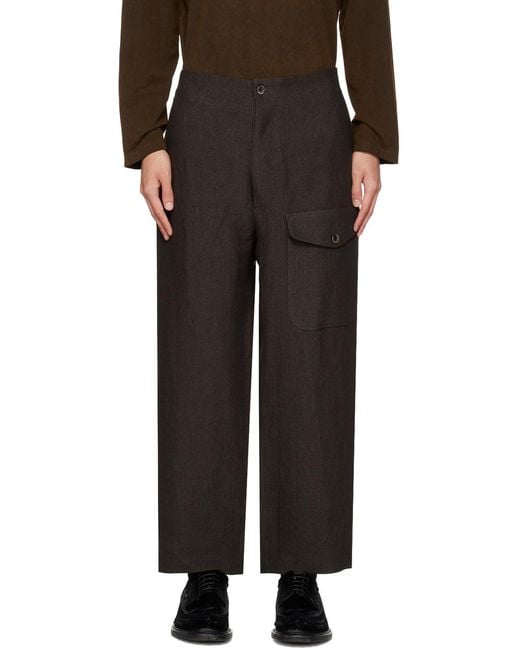 Uma Wang Black Brown Paxton Trousers for men