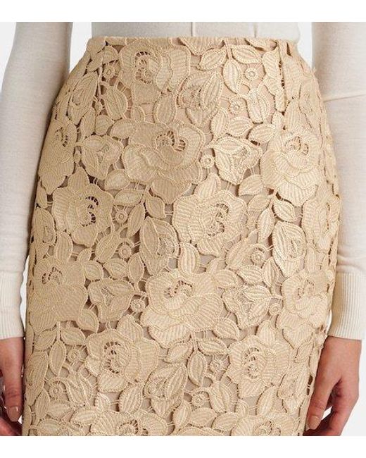 Oscar de la Renta Natural Guipure Lace Pencil Skirt