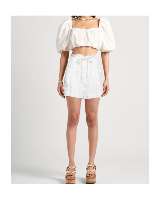Isabel Marant White Drawstring Belt Shorts