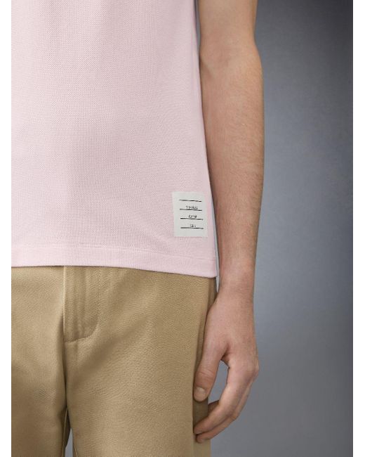 Thom Browne Pink Bar Short-Sleeved Polo Shirt for men
