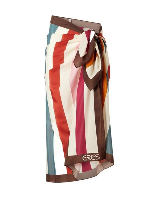 Eres Red Vertical Stripe Skirt