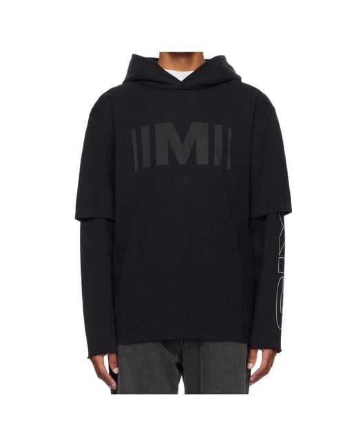 MM6 by Maison Margiela Black Graphic-Print Hoodie for men