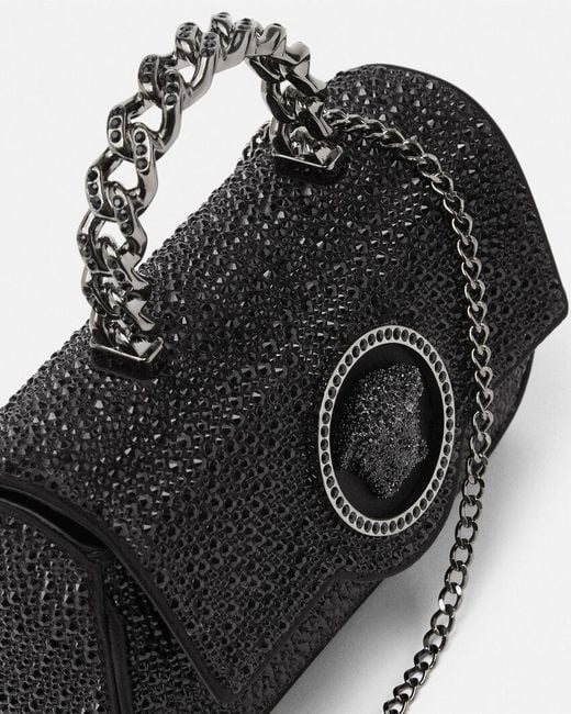 Versace Black La Medusa Embellished Chain-Linked Mini Tote Bag