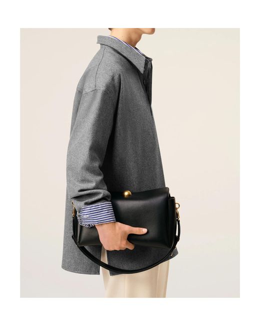 AMI Black Smooth Leather Carrousel Medium Bag
