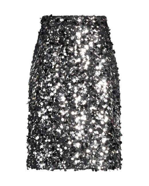 Dolce & Gabbana Black Sequin Midi Skirt