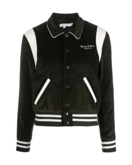 Sporty & Rich Black Logo-Embroidered Cotton Bomber Jacket