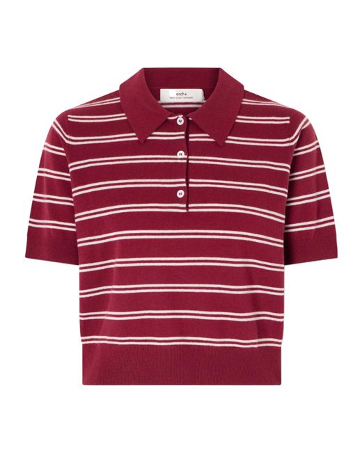 arch4 Red Octavia Striped Cashmere Polo Shirt
