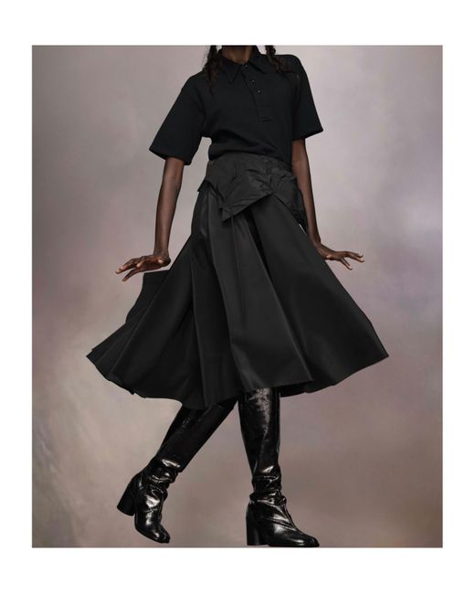 Maison Margiela Black High Waist Pleated A-Line Skirt