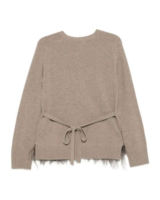 P.A.R.O.S.H. Brown Long-Sleeved Knitted Cardigan