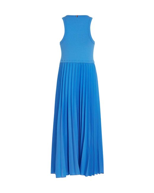 Tommy Hilfiger Blue Rib Tank Pleated Midi Dress