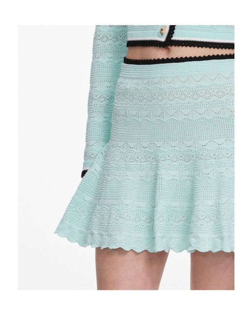 Self-Portrait Green Pointelle Mini Skirt