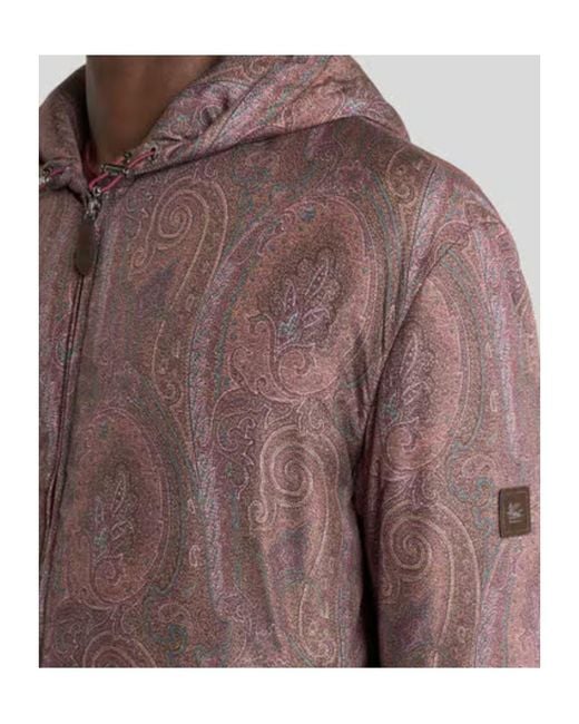 Etro Brown Pattern-Printed Zipped Hooded Jacket for men