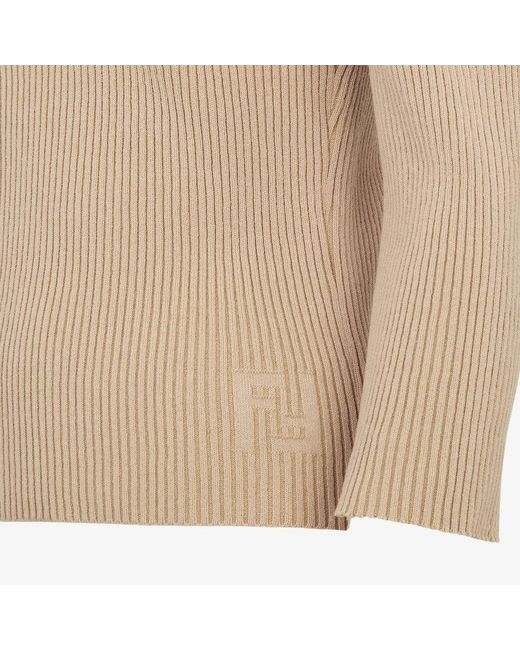 Fendi Natural Square Neck Ribbed Top