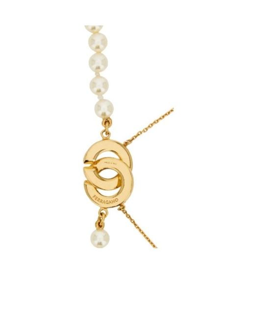 Ferragamo Metallic Ferragamo Double Strand Embellished Necklace