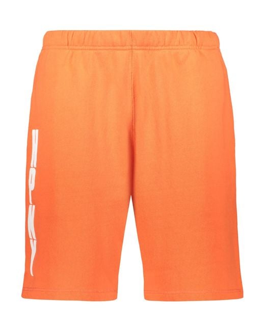 Heron Preston Orange Logo Printed Shorts for men