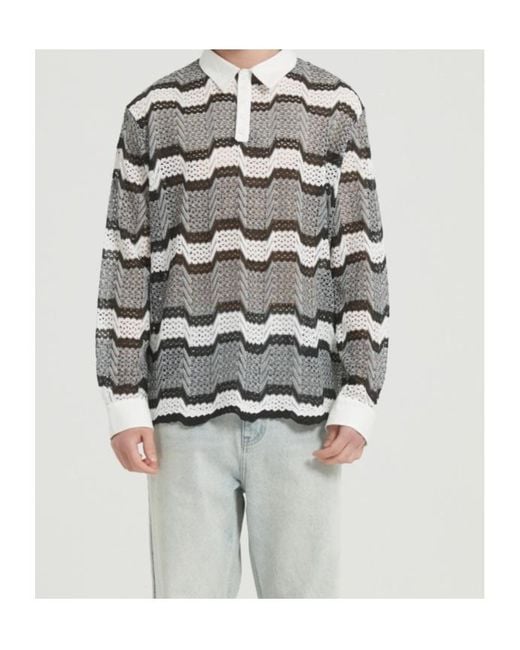 Marissa Chiara Gray Striped Polo Shirt for men