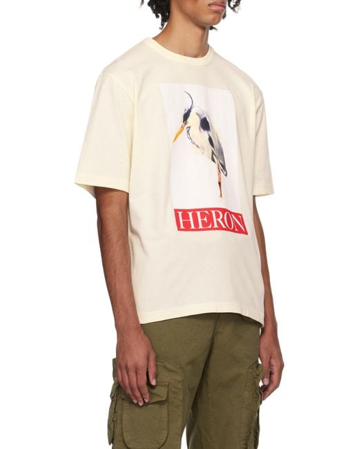 Heron Preston White Heron Bird Painted Cotton T-Shirt for men
