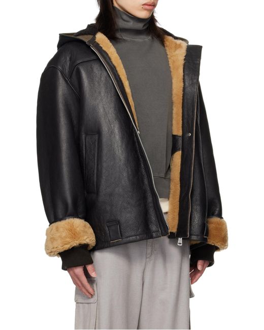 Our Legacy Black Blizzard Hooded Leather Jacket for men