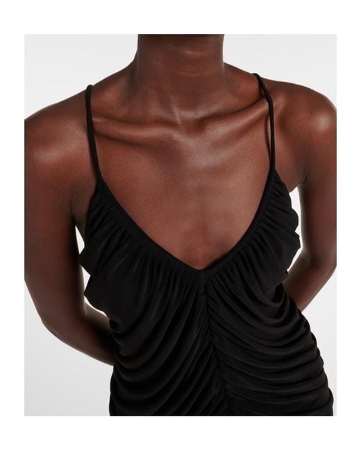 Norma Kamali Black Diana Shirred Slip Dress