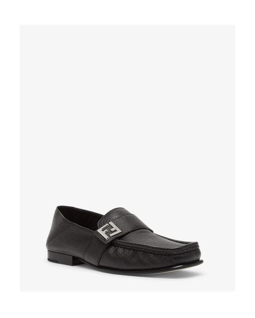 Fendi Black Leather Loafers for men