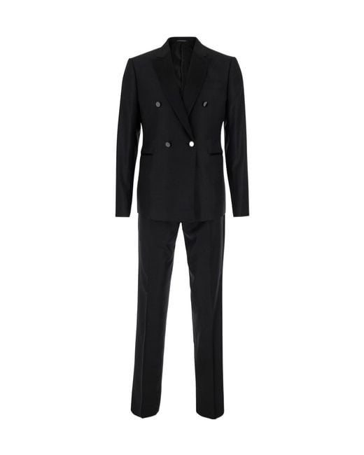 Emporio Armani Black Double-Breasted Smoking Suits for men