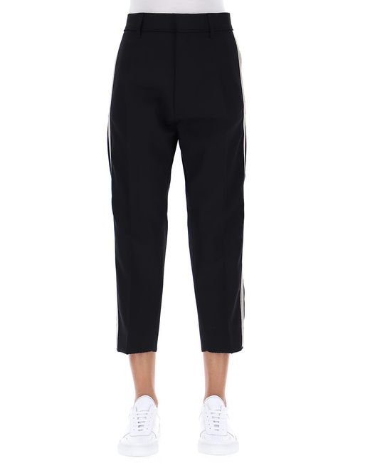 DSquared² Black Embroidery Striped Trousers