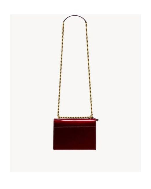 Saint Laurent Red Sunset Folover Top Small Shoulder Bag