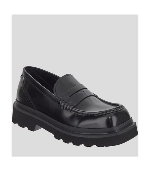 Dolce & Gabbana Black Square Toe Mocassins for men