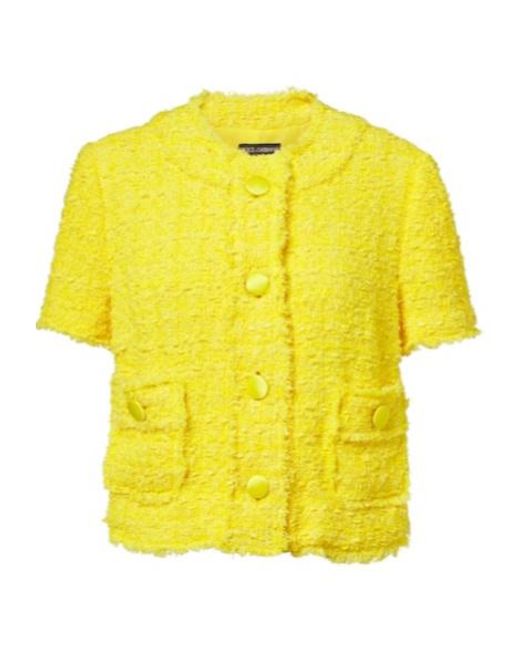 Dolce & Gabbana Yellow Cotton-Blend Tweet Jacket