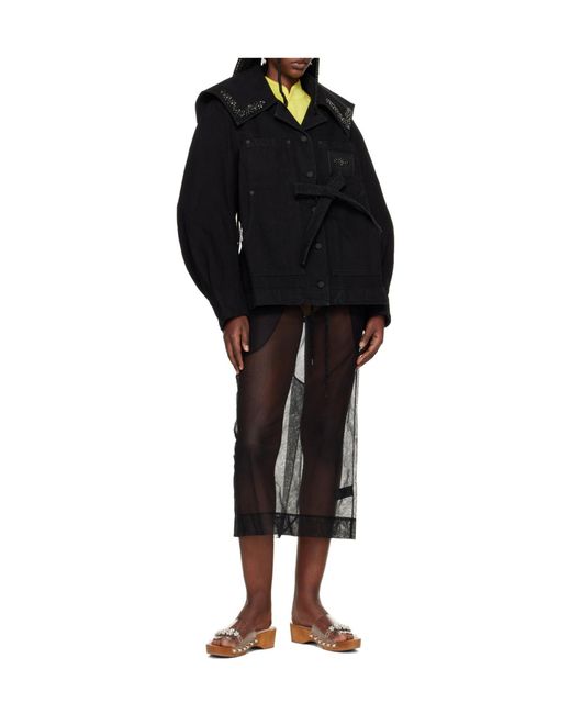 Simone Rocha Black Bow-Tie Denim Jacket