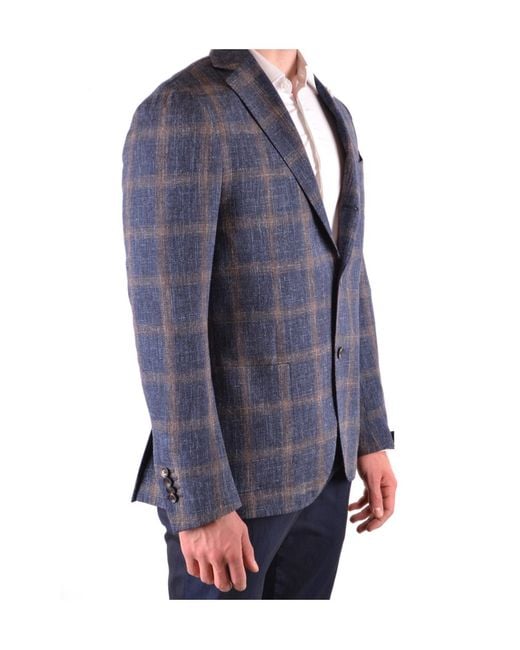 Lardini Blue Plaid Suit Jacket for men