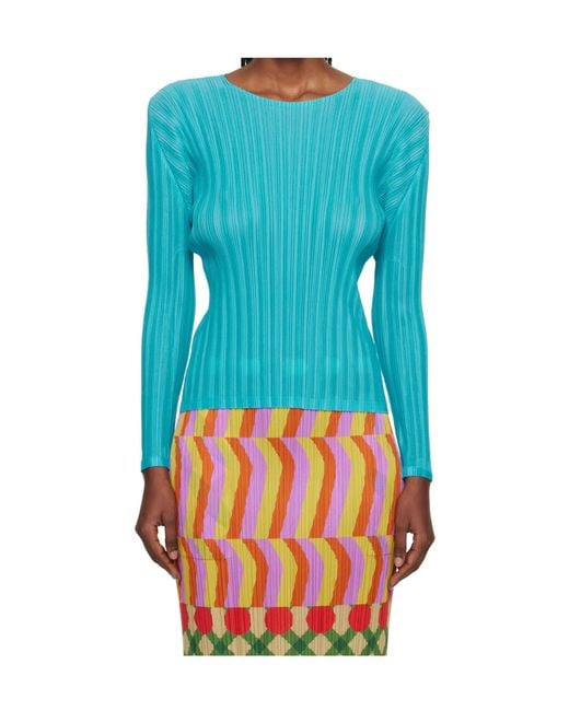 Pleats Please Issey Miyake Blue Rib Pleats January Pleated Cover-Up