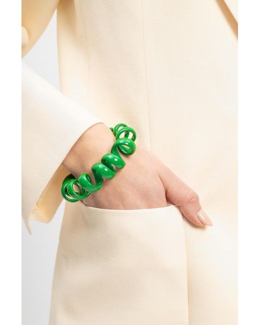 Bottega Veneta Green Coiled Open-Cuff Bracelet