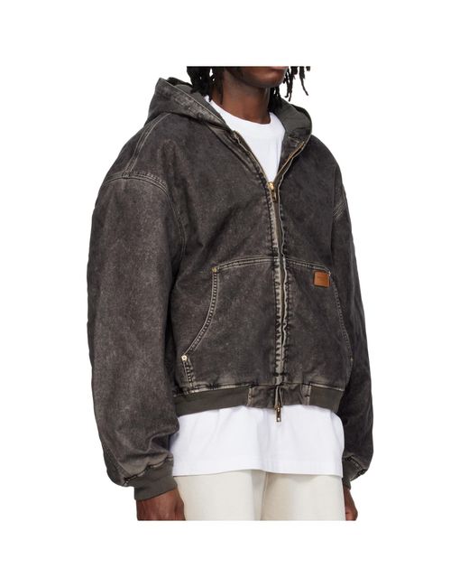 Alexander Wang Black Flocked Oversized Carpenter Jacket for men