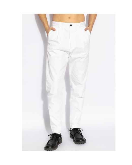 DSquared² White One Pleat Pants for men