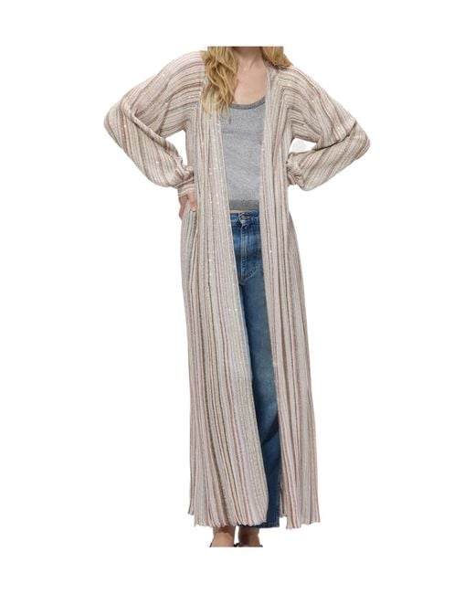 Missoni Natural Striped Sequin Belted Maxi Dress