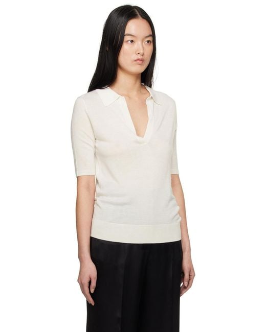 Gabriela Hearst White Short-Sleeved Polo Shirt