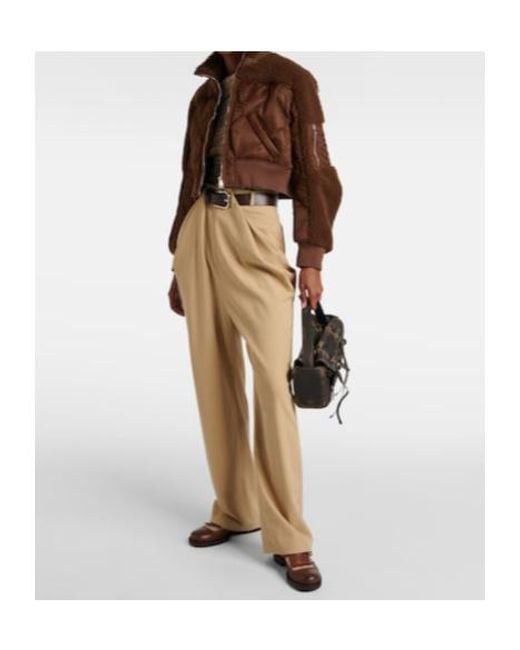Blancha Brown Quilted Shearling Bomber Jacket